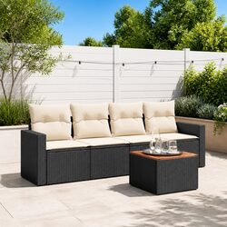 5-Piece Modular Garden Sofa Set in Black Poly Rattan