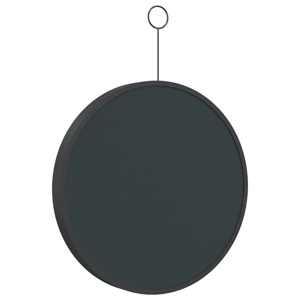 Black Hanging Wall Mirror Round Modern Home Decor 30 cm Powder-Coated Steel
