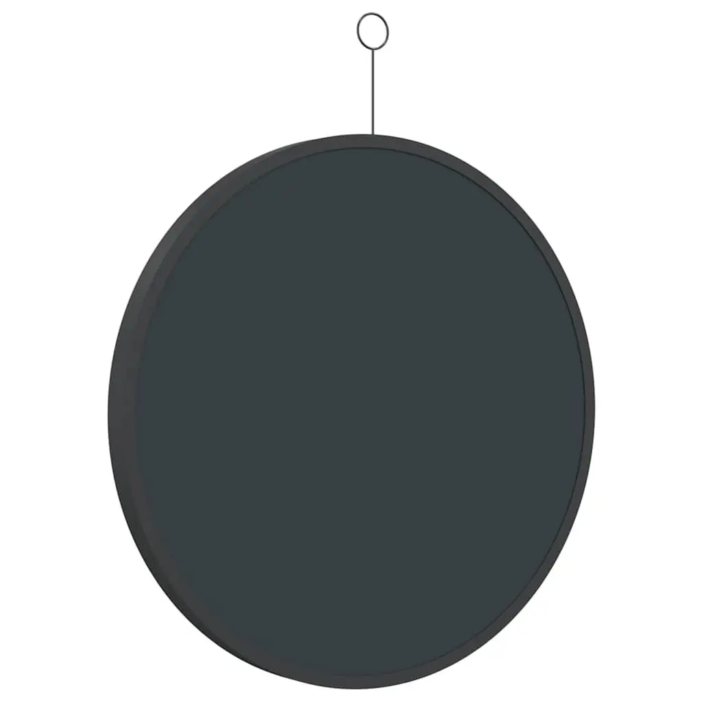 Hanging Wall Mirror Black Round Modern Home Decor with Hook 50cm Diameter