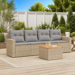 Premium 5 Piece Garden Sofa Set with Cushions in Beige