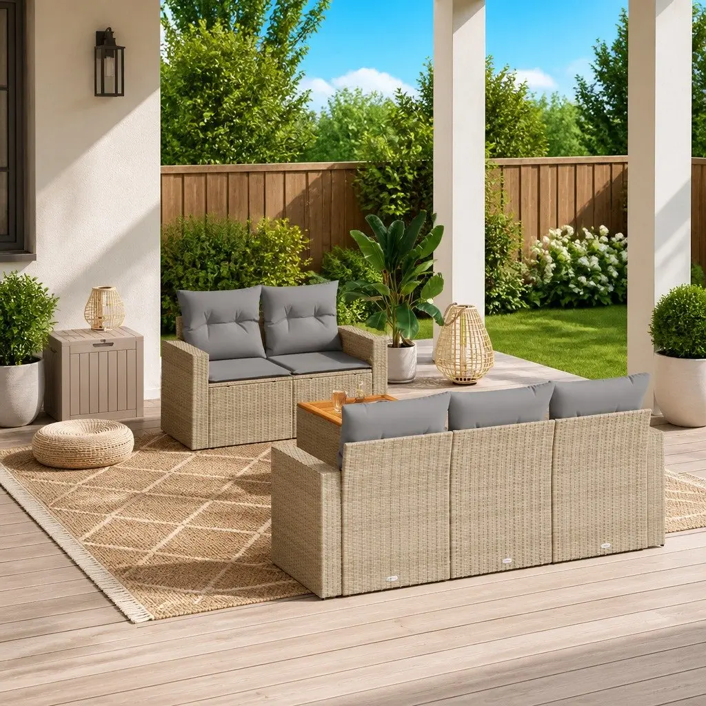 Beige Modular Garden Sofa Set for Outdoor Spaces