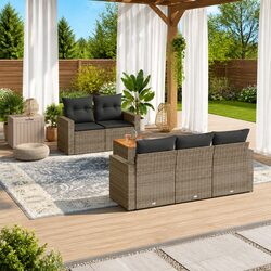 Premium 6-Piece Garden Sofa Set with Cushions in Grey