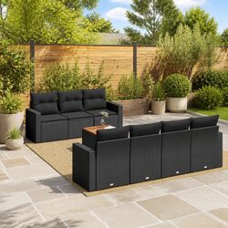 8-Piece Outdoor Patio Sofa Set with Cushions - Black