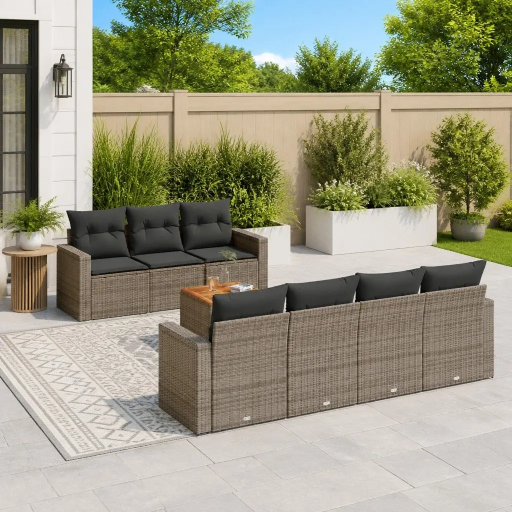 8-Piece Modular Garden Sofa Set in Grey Rattan