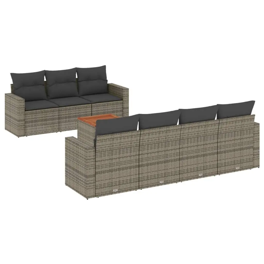 8-Piece Modular Garden Sofa Set in Grey Rattan