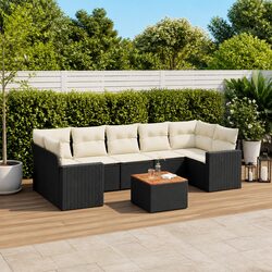 8 Piece Black Rattan Modular Garden Sofa Set