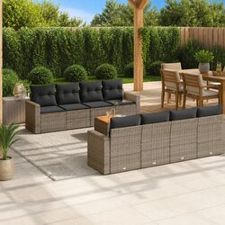Durable 9-Piece Garden Sofa Set with Cushions in Grey