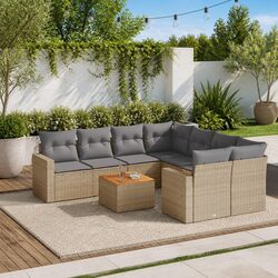 Durable 9-Piece Garden Sofa Set with Cushions