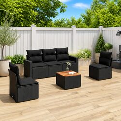 Quality Black Garden Sofa Set - 6 Piece Outdoor Furniture