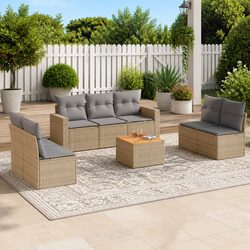 8-Piece Beige Garden Sofa Set for Outdoor Comfort