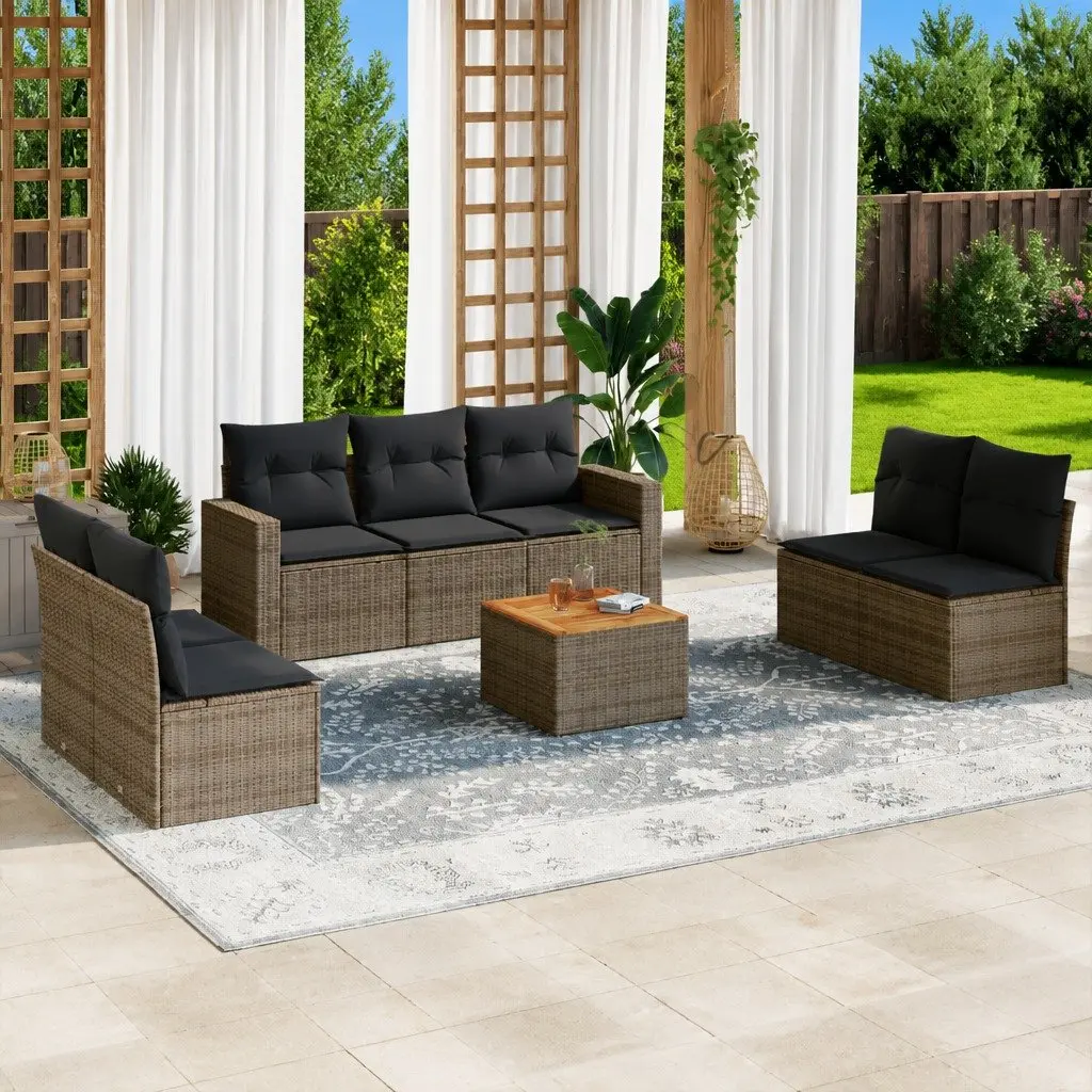 Garden Sofa Set 8 Piece Outdoor Furniture Patio Grey Rattan Modular with
