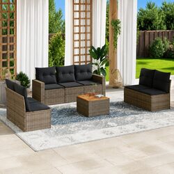 Grey Rattan Modular Garden Sofa Set - 8 Piece Patio Furniture