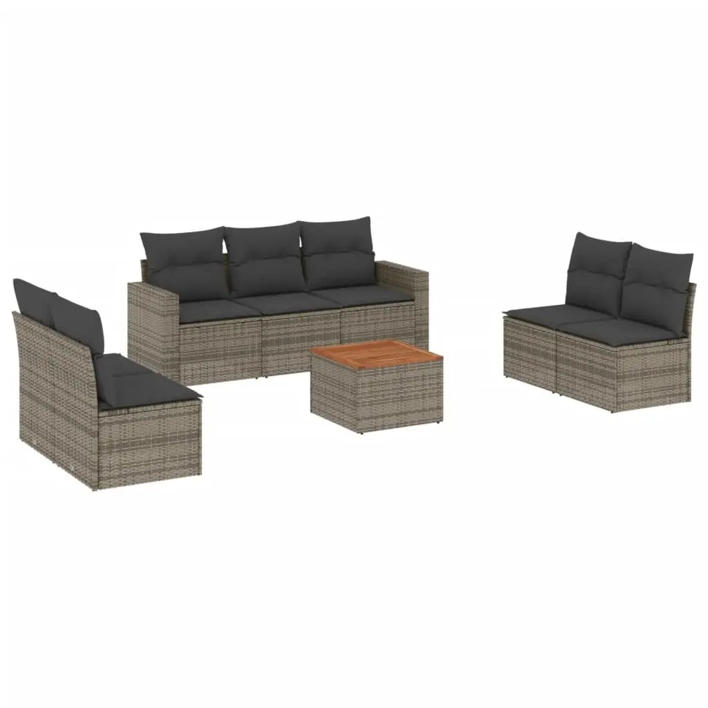 Garden Sofa Set 8 Piece Outdoor Furniture Patio Grey Rattan Modular with