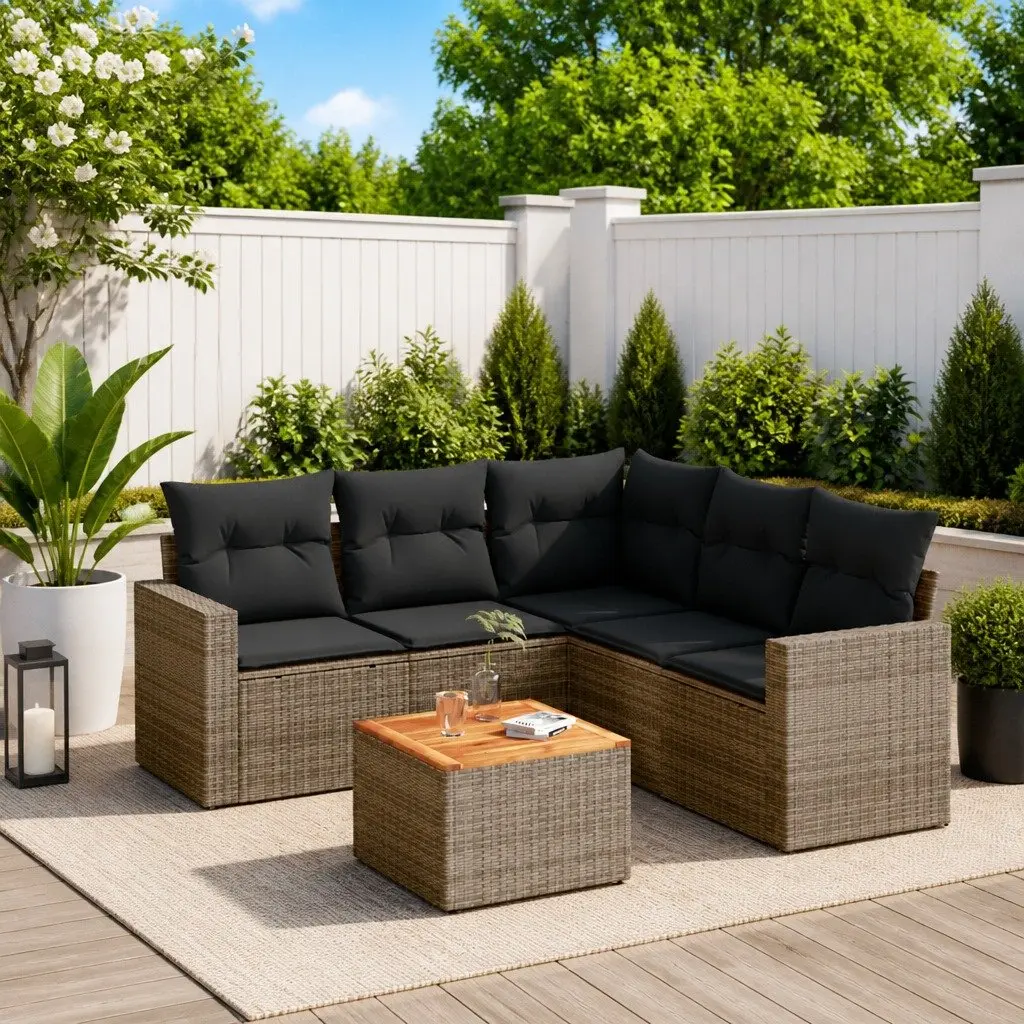 Grey Modular Garden Sofa Set with Cushions