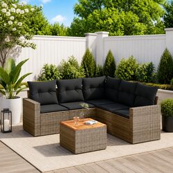 Sturdy Grey Modular Garden Sofa Set with Cushions