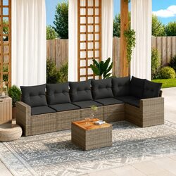 Durable 7 Piece Grey Rattan Garden Sofa Set