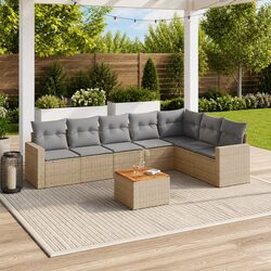 Premium 8 Piece Garden Sofa Set with Beige Cushions