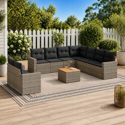 Grey Rattan 10 Piece Garden Sofa Set for Outdoor Comfort
