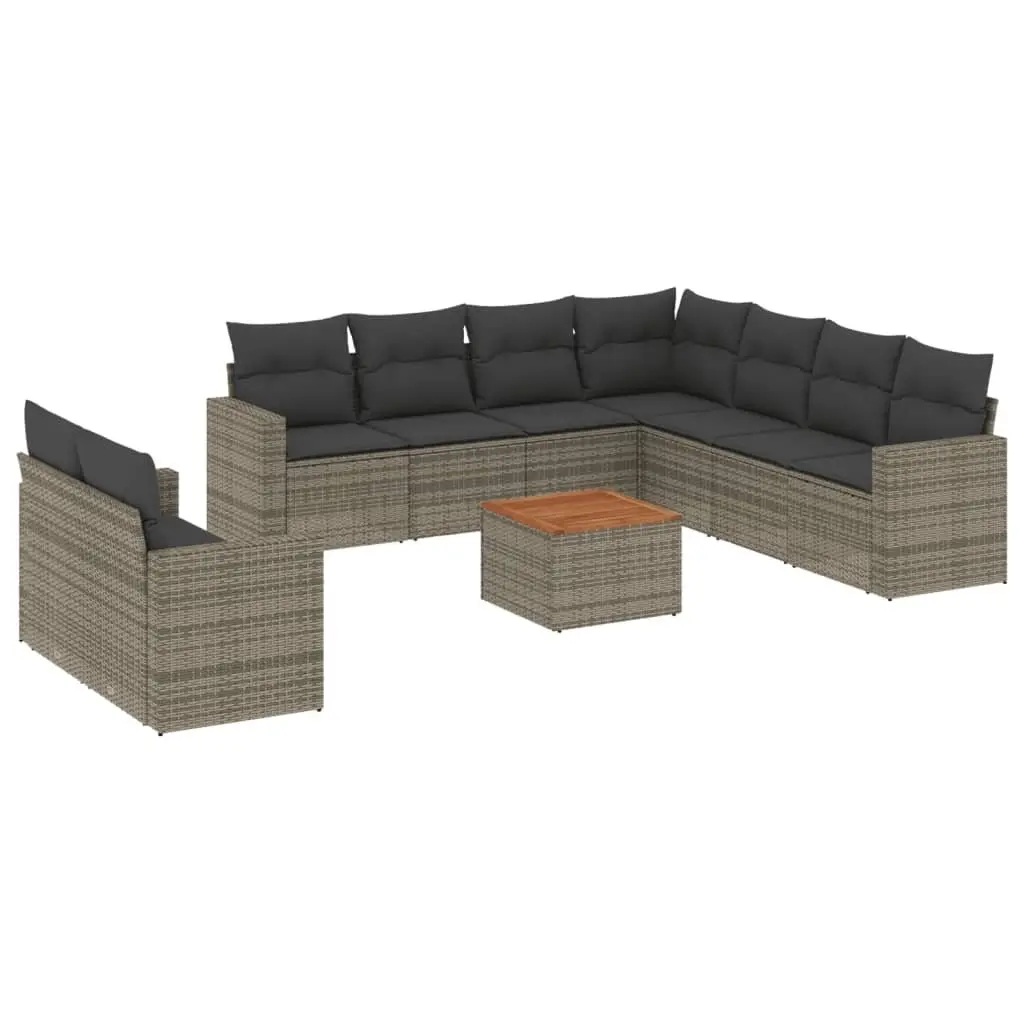 Grey Rattan 10 Piece Garden Sofa Set for Outdoor Comfort