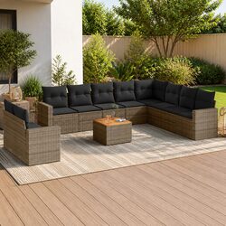 Durable 11 Piece Outdoor Rattan Sofa Set with Cushions