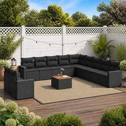 12 Piece Modular Black Garden Sofa Set