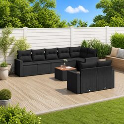 Premium 9 Piece Modular Garden Sofa Set in Black