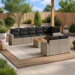 High-Quality 9 Piece Garden Sofa Set with Cushions