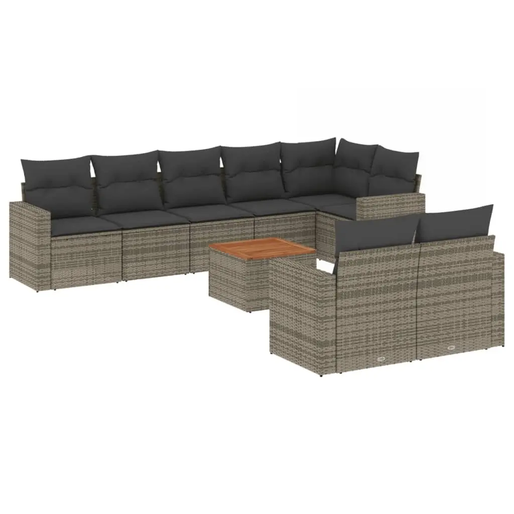 9 Piece Garden Sofa Set with Cushions