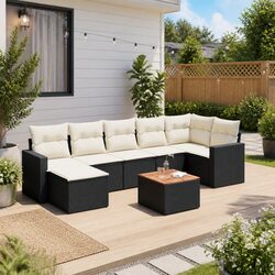 Durable 8-Piece Outdoor Sectional Sofa Set in Black