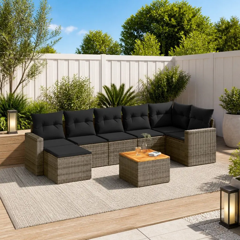 8 Piece Grey Outdoor Garden Sofa Set