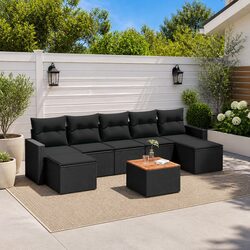 Premium 8 Piece Modular Outdoor Sofa Set in Black