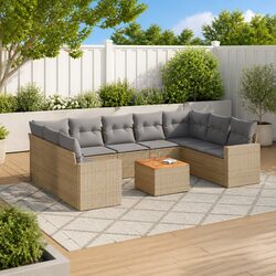 Beige 10-Piece Modular Sectional Sofa Set for Outdoors