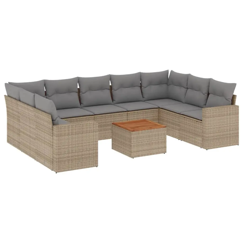 Beige 10-Piece Modular Sectional Sofa Set for Outdoors