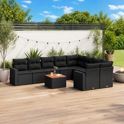 Premium 10 Piece Black Rattan Outdoor Sectional Sofa Set