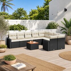 Durable 10-Piece Outdoor Sectional Sofa Set in Black