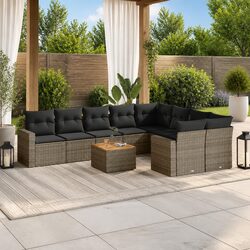 Durable 10 Piece Outdoor Sectional Sofa Set in Grey Rattan