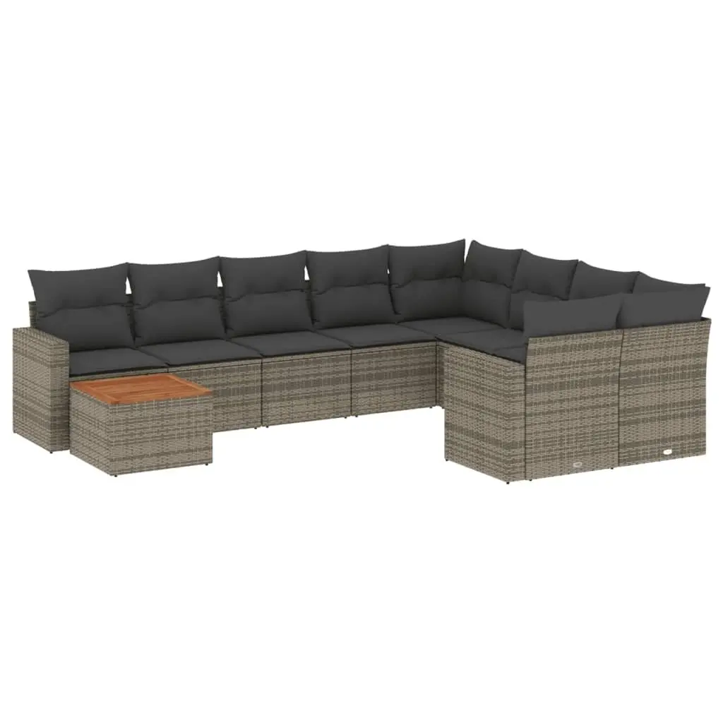 Grey Poly Rattan 10 Piece Outdoor Garden Sofa Set