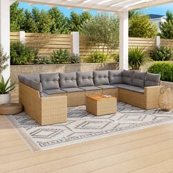 Beige 11 Piece Modular Outdoor Sofa Set for Relaxation