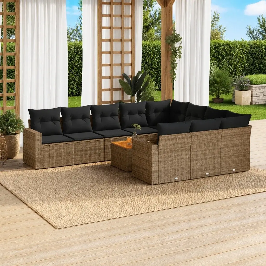 11 Piece Outdoor Sectional Sofa Set in Grey