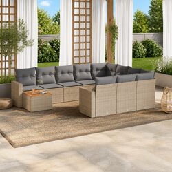 Beige 11 Piece Outdoor Sectional Sofa Set for Patios