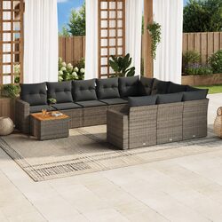 Premium 11-Piece Grey Garden Sofa Set with Cushions