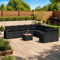 High-Quality 11 Piece Outdoor Sectional Sofa Set in Black