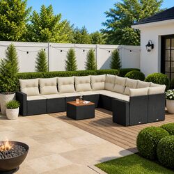 Premium 11 Piece Modular Black Rattan Sofa Set