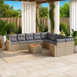 Beige Modular Outdoor Sectional Sofa Set 11 Pieces