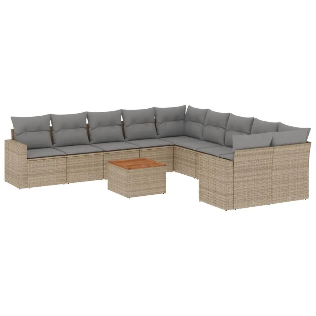 Beige Modular Outdoor Sectional Sofa Set 11 Pieces