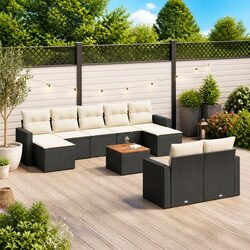 Premium Black Poly Rattan Outdoor Sofa Set 10-Piece