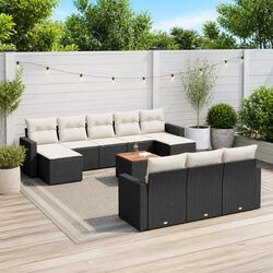 High-Quality 11 Piece Black Rattan Outdoor Sofa Set