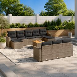 Sturdy 11-Piece Outdoor Sectional Sofa Set in Grey