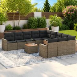 Stylish 12-Piece Outdoor Sectional Sofa Set in Grey