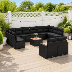 Stylish 13 Piece Outdoor Sectional Sofa Set in Black